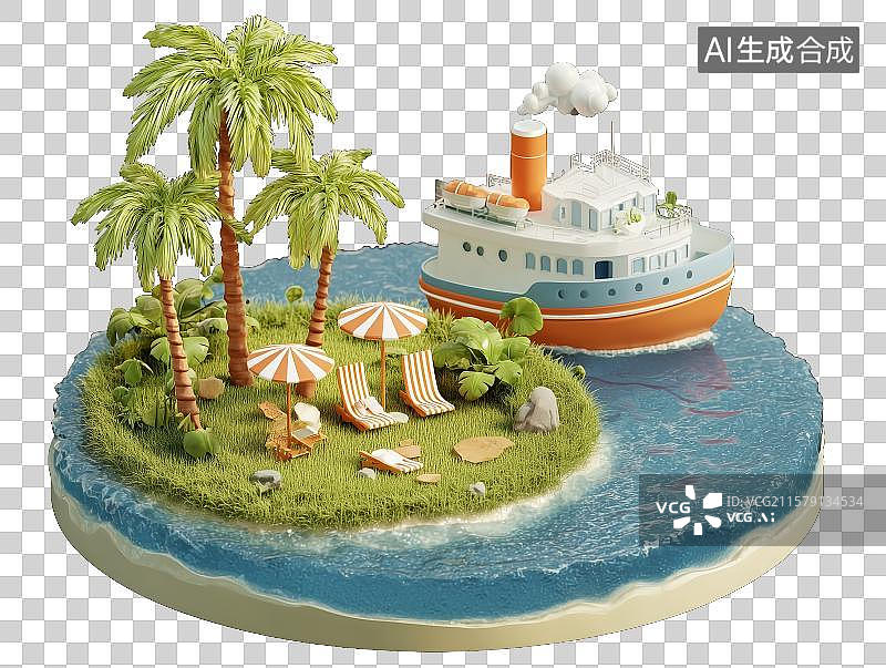 【AI数字艺术】免扣元素夏季旅游元素3d图标图片素材