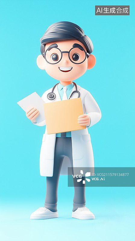 【AI数字艺术】3D卡通医生图片素材