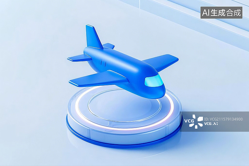 【AI数字艺术】3D蓝色飞机模型展示图片素材