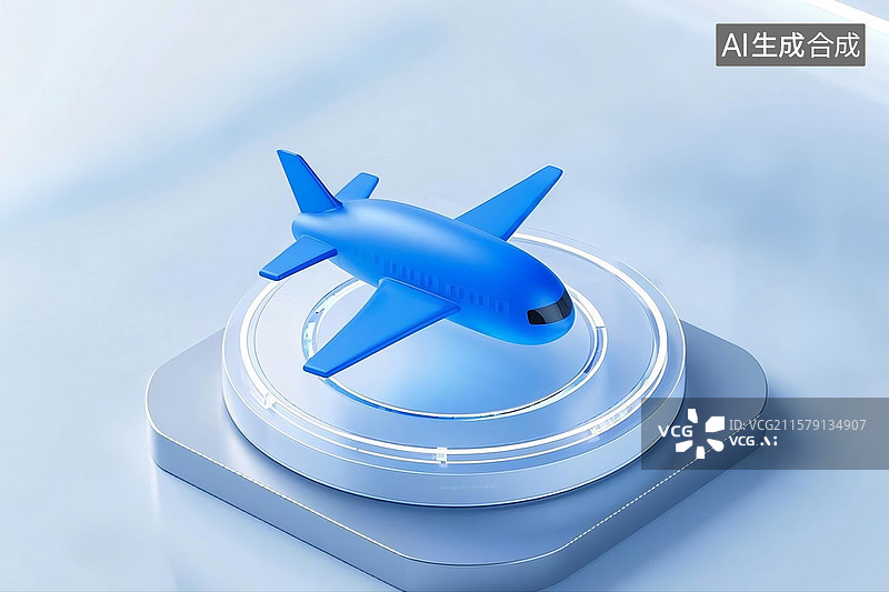 【AI数字艺术】3D蓝色飞机模型展示图片素材