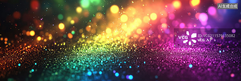 【AI数字艺术】梦幻抽象商业背景黑色背景上绽放的彩色光点极简舞台设计海报横幅书籍封面企业活动创意光效图片素材