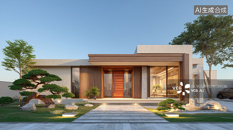 【AI数字艺术】现代简约住宅入口设计图片素材