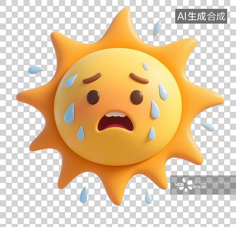 【AI数字艺术】满头大汗的太阳免抠元素图片素材