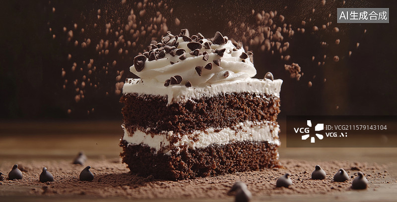 【AI数字艺术】巧克力蛋糕特写图片素材