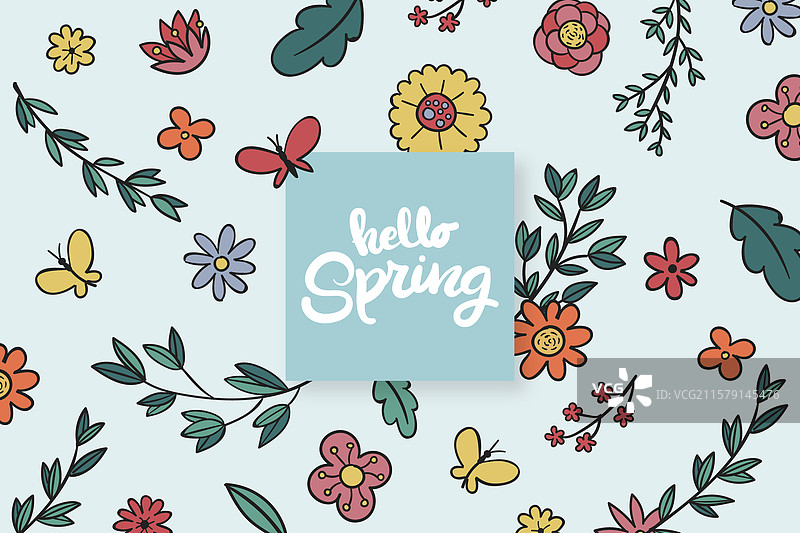 手绘春季背景图片素材