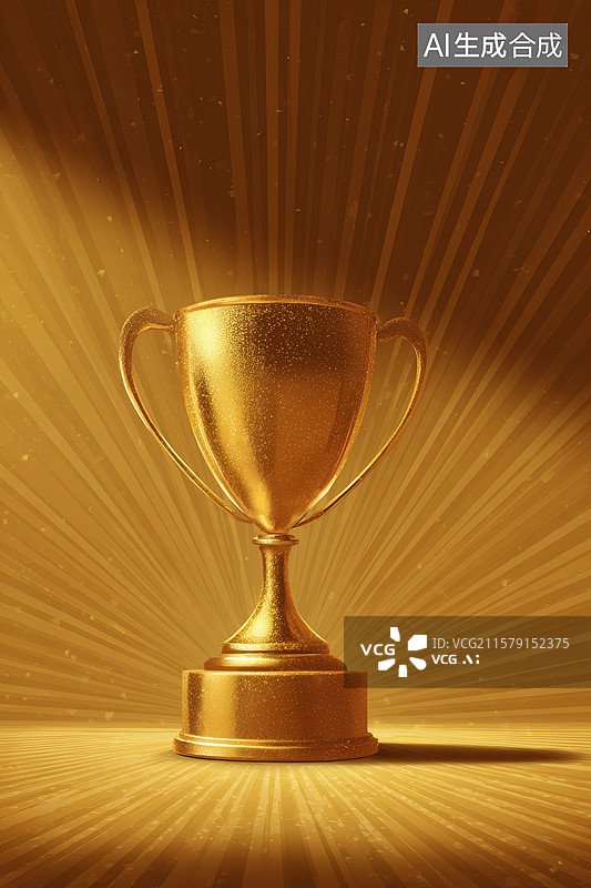 【AI数字艺术】金色奖杯的荣耀时刻图片素材