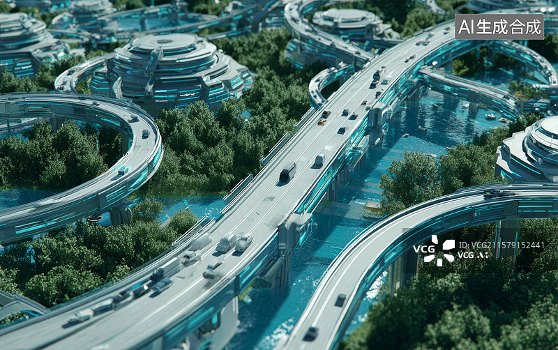 【AI数字艺术】未来城市交通网络图片素材