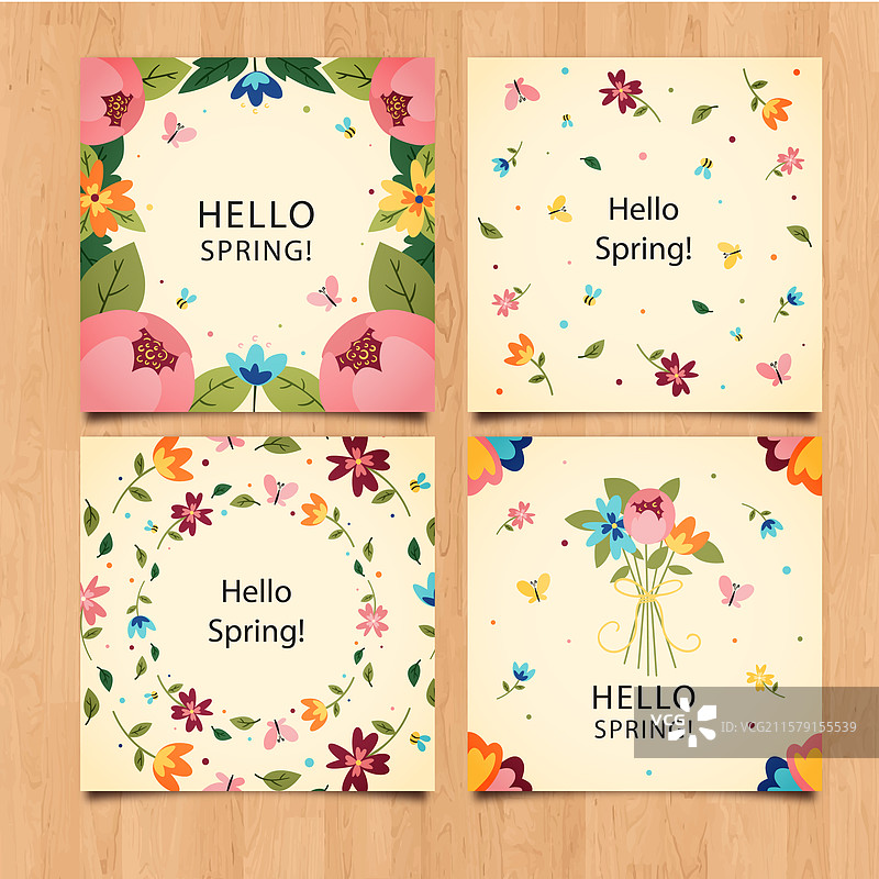 春天问候卡片系列图片素材