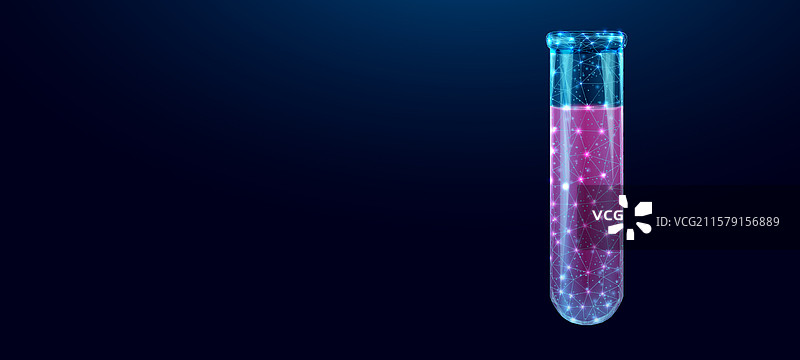 发光蓝色低多边形线框试管图片素材