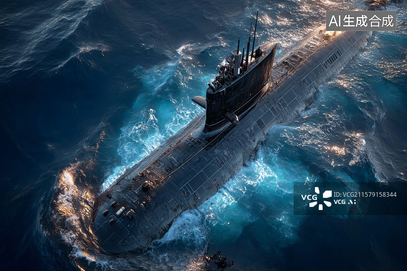【AI数字艺术】浮出水面的核动力航母图片素材