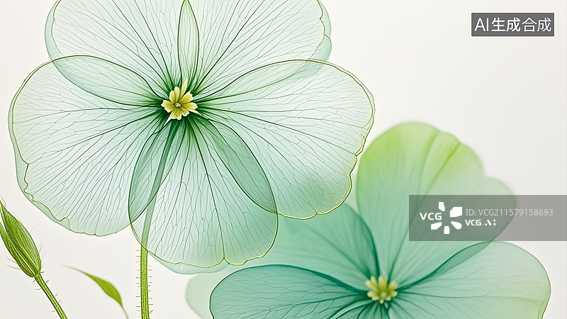 【AI数字艺术】酢浆草苜蓿四叶草幸运草等艺术感水墨插画图片素材