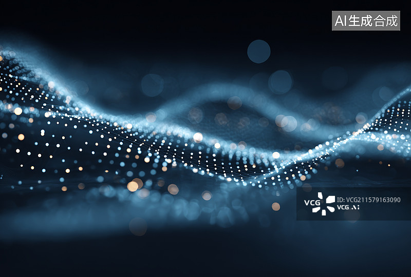 【AI数字艺术】蓝色波浪粒子背景图片素材