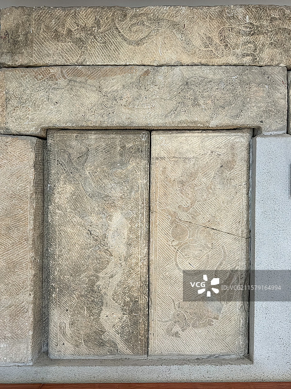 东汉 方城县东关汉画像石墓墓门 南阳市汉画馆图片素材