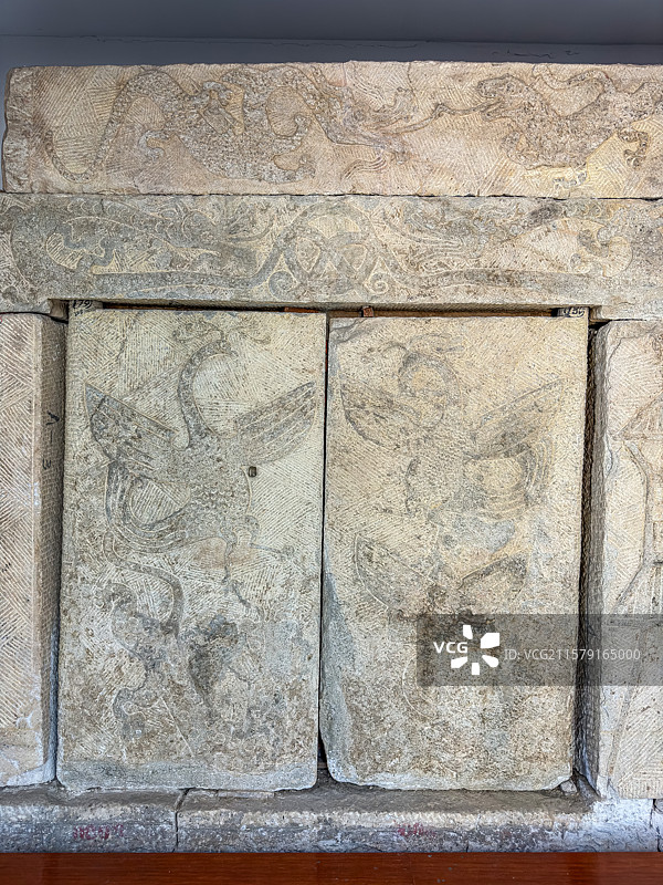 东汉 方城县东关汉画像石墓墓门 南阳市汉画馆图片素材