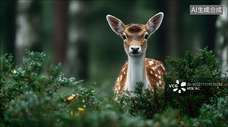【AI数字艺术】鹿在森林中的特写图片素材