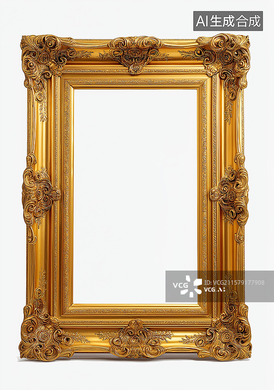 【AI数字艺术】金色欧式相框画框元素图片素材