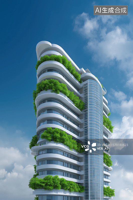 【AI数字艺术】绿色生态建筑图片素材