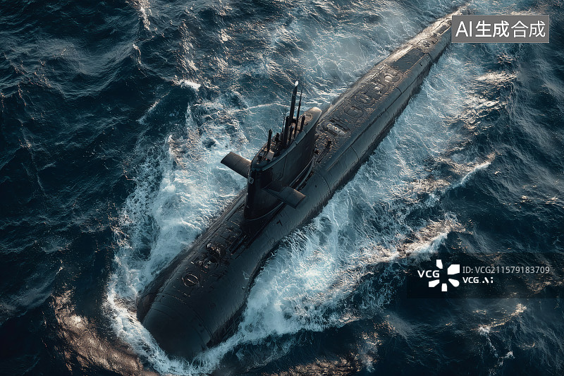 【AI数字艺术】一艘战略核潜艇浮出水面图片素材