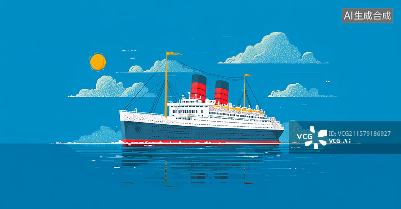 【AI数字艺术】海上航行的轮船图片素材