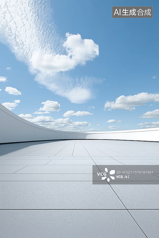 【AI数字艺术】空旷广场与蓝天白云图片素材