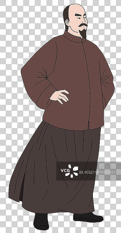 中国风新中式古风古典传统文化清代清朝服饰衣服廉洁奉公清廉正能量人物插画图片素材