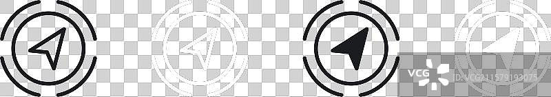 黑色导航线条和实心图标集图片素材