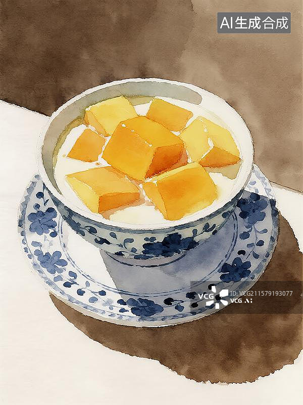 【AI数字艺术】广式糖水芒果双皮奶图片素材