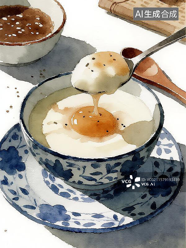 【AI数字艺术】广式糖水窝蛋糖水图片素材