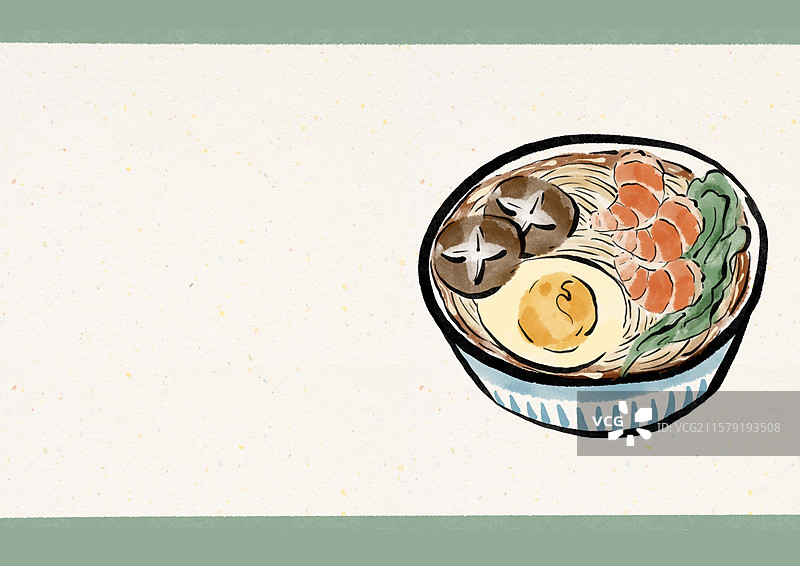 水墨风立夏美食插画-虾面图片素材