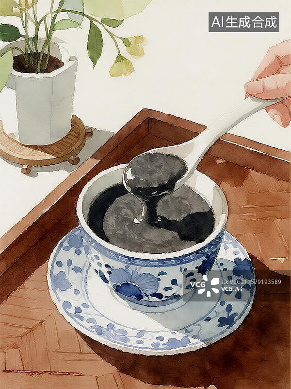 【AI数字艺术】广式糖水芝麻糊图片素材