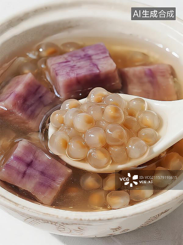 【AI数字艺术】广式糖水香芋绿豆西米露图片素材