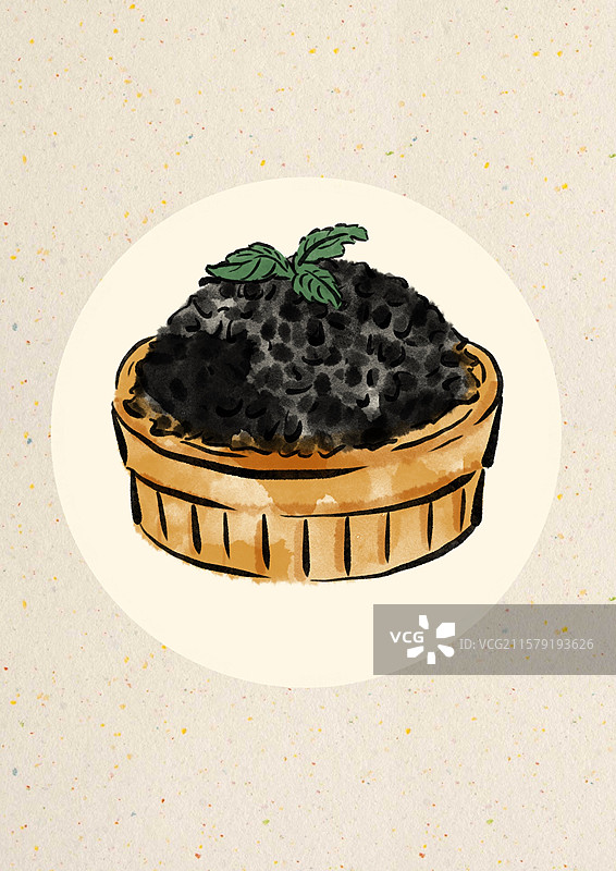 水墨风立夏美食插画-乌米饭图片素材
