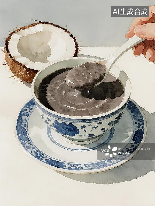 【AI数字艺术】广式糖水芝麻糊图片素材