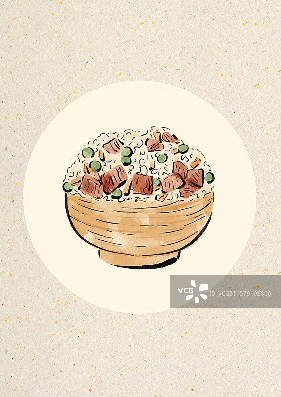 水墨风立夏美食插画-立夏饭图片素材