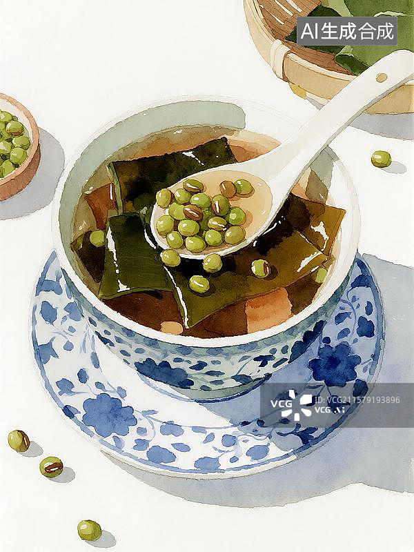 【AI数字艺术】广式糖水海带绿豆汤图片素材