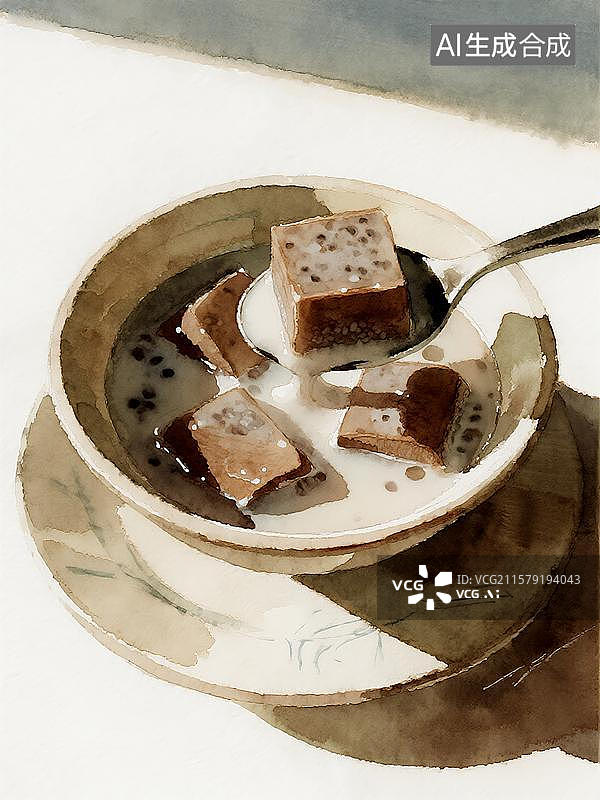 【AI数字艺术】广式糖水龟苓膏图片素材