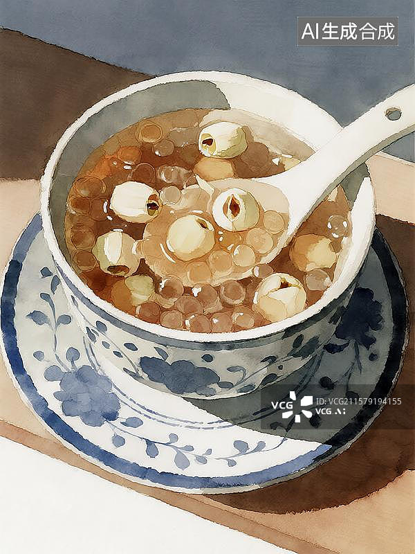 【AI数字艺术】广式糖水莲子雪耳西米露图片素材