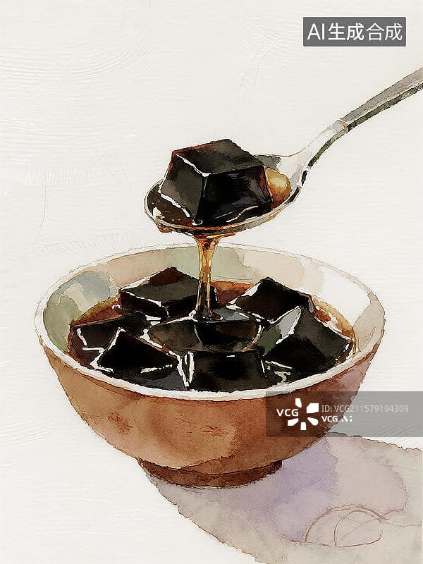 【AI数字艺术】广式糖水龟苓膏图片素材