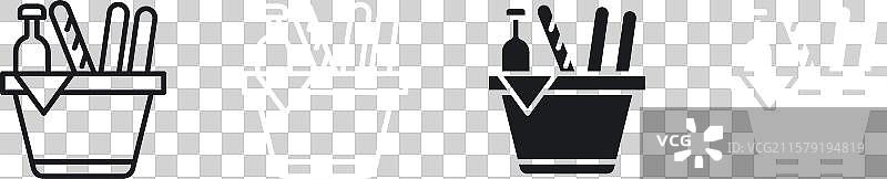 黑色野餐垫和实心图标集图片素材