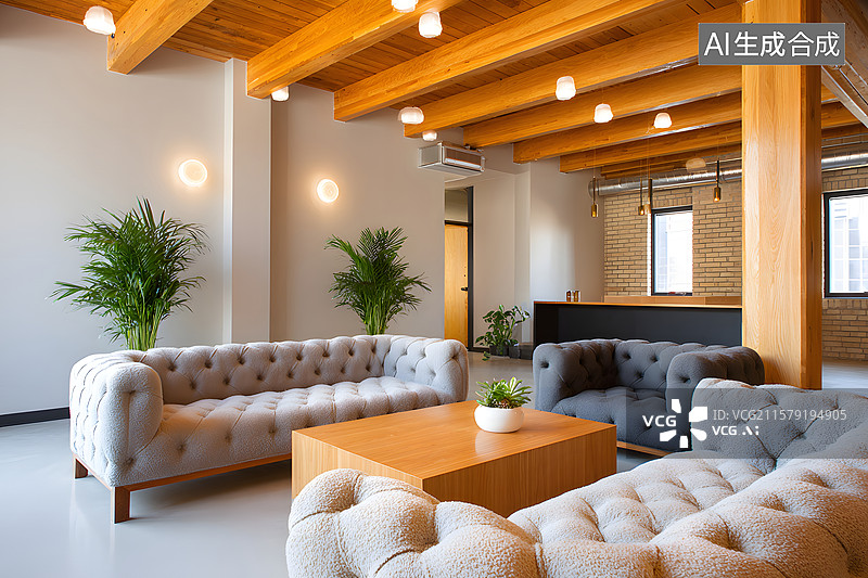 【AI数字艺术】现代简约的客厅沙发三维背景图片素材