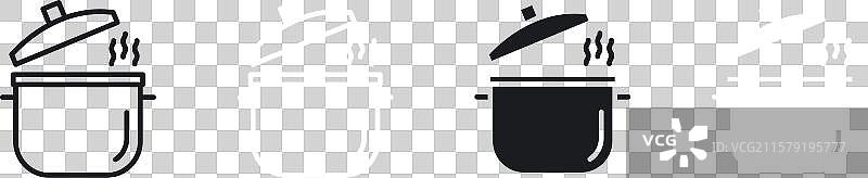 黑色锅垫和实心图标集图片素材