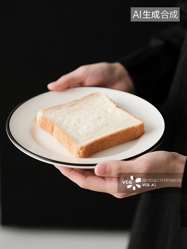 【AI数字艺术】写实摄影下手捧吐司面包的画面图片素材