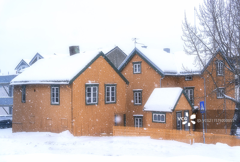 冬天挪威特洛姆瑟冬天暴风雪图片素材