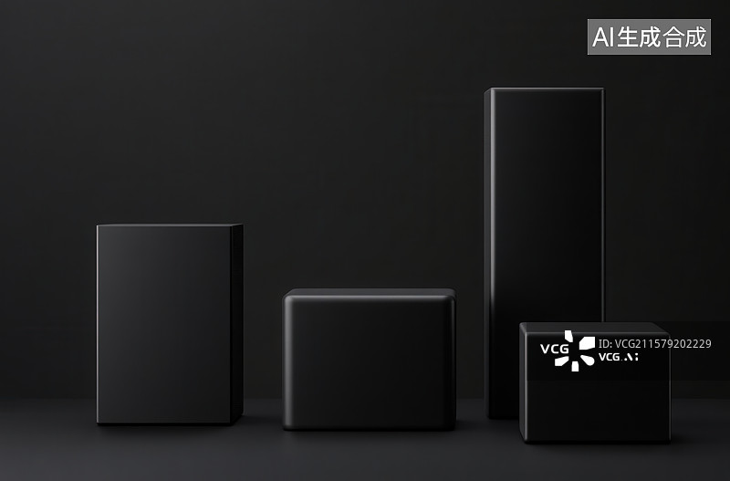 【AI数字艺术】黑色科技室内空间建筑结构产品展示平台背景图片素材