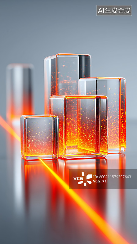 【AI数字艺术】未来感红色光环的科技场景图片素材