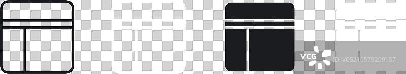 黑色的表格布局线条和实心图标集图片素材