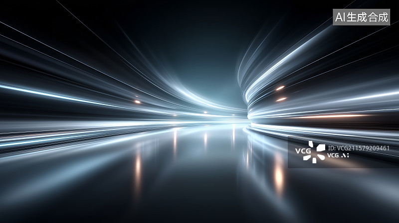 【AI数字艺术】高速公路上的光轨图片素材