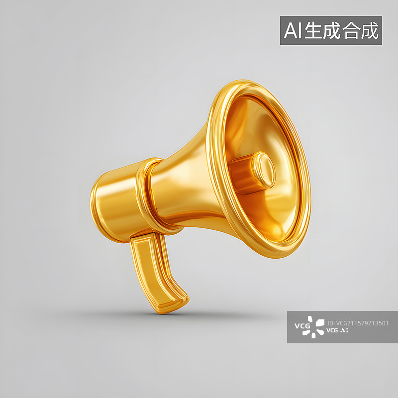 【AI数字艺术】3D金色喇叭图片素材