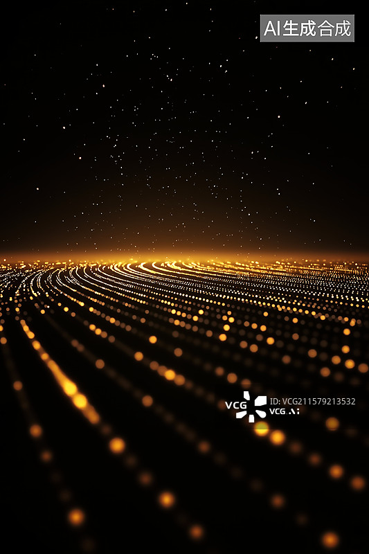 【AI数字艺术】金色科技粒子图片素材