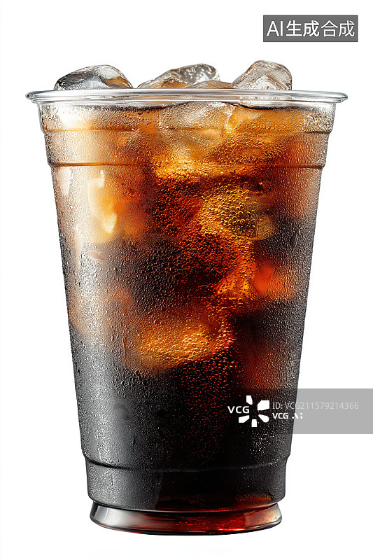 【AI数字艺术】冰镇碳酸饮料玻璃杯图片素材